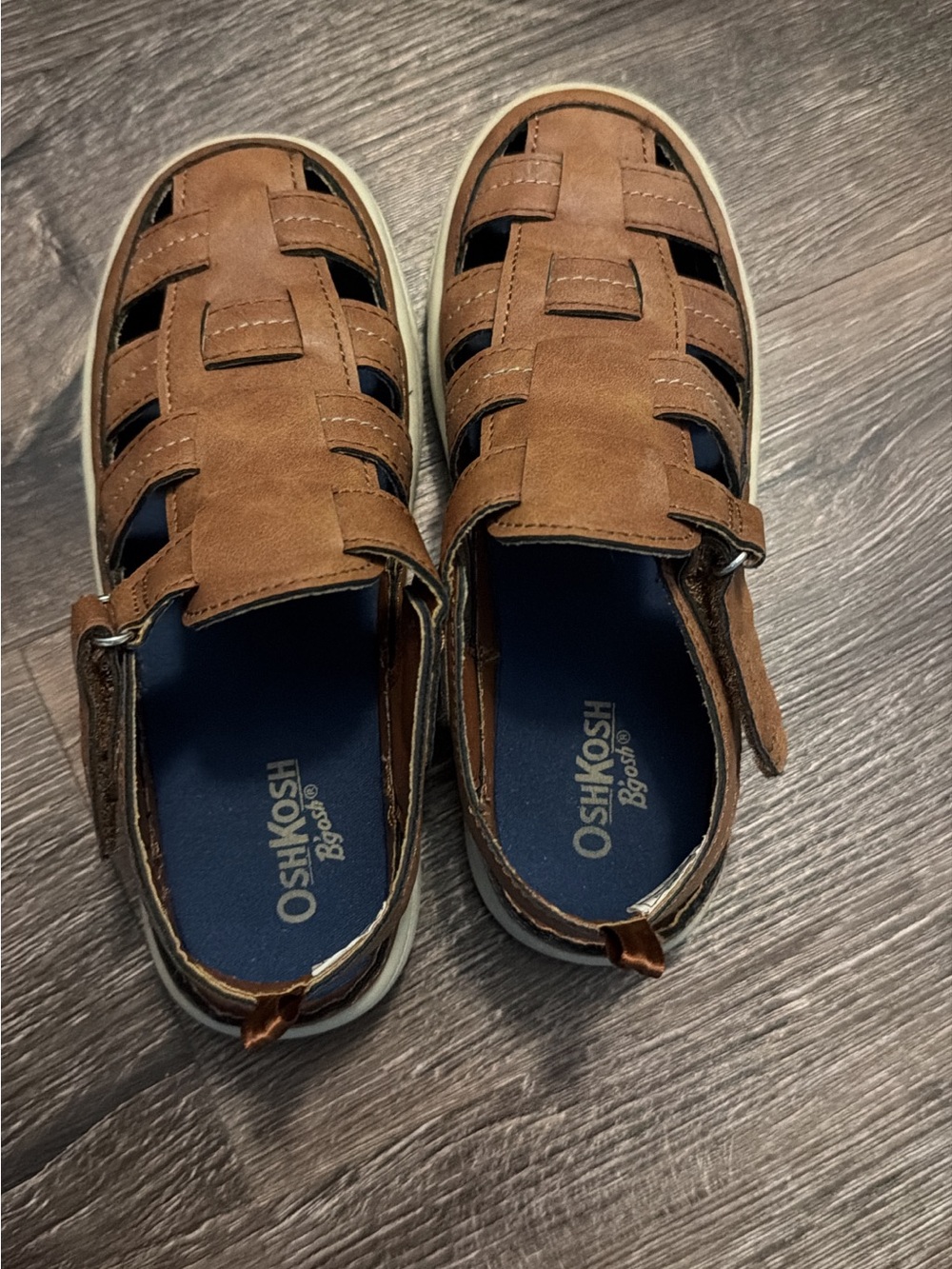 OshKosh B'gosh Brown Leather Look Kids Fisherman Sandals
